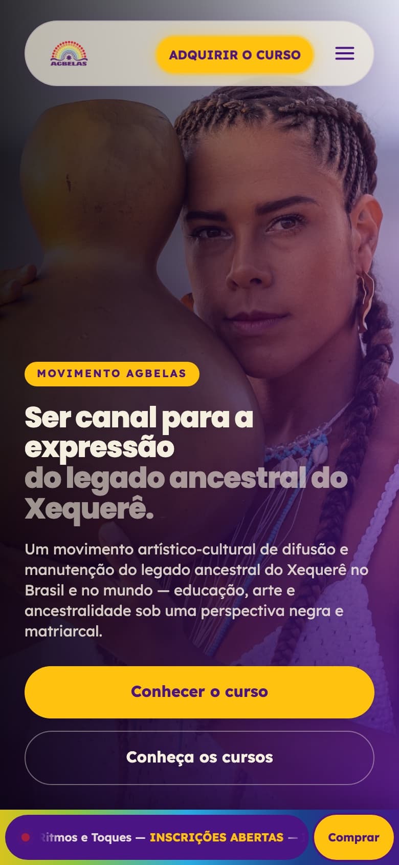 La portada del sitio de Agbelas en el celular