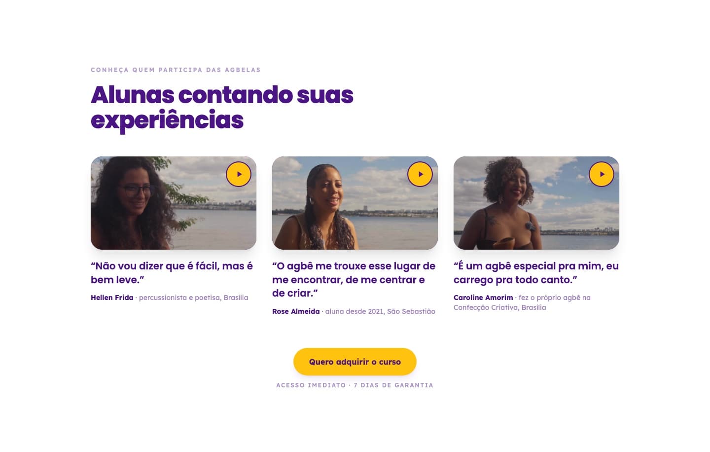 Tres testimonios en video de alumnas, grabados a orillas del lago