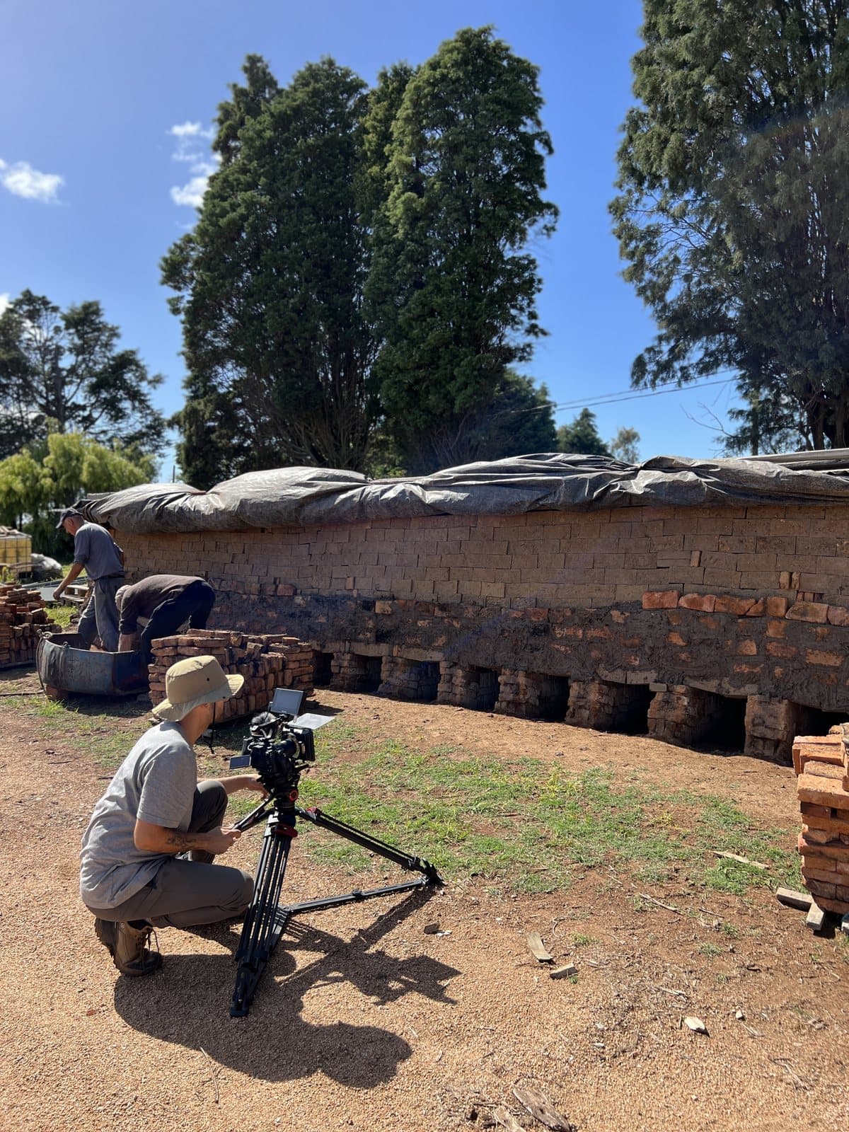 The brickworks, with bricks drying in the sun