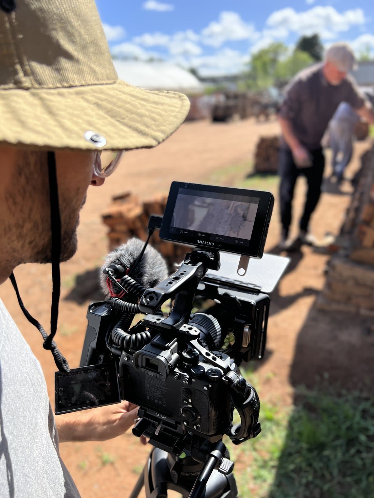 The camera monitor during the shoot at the brickworks