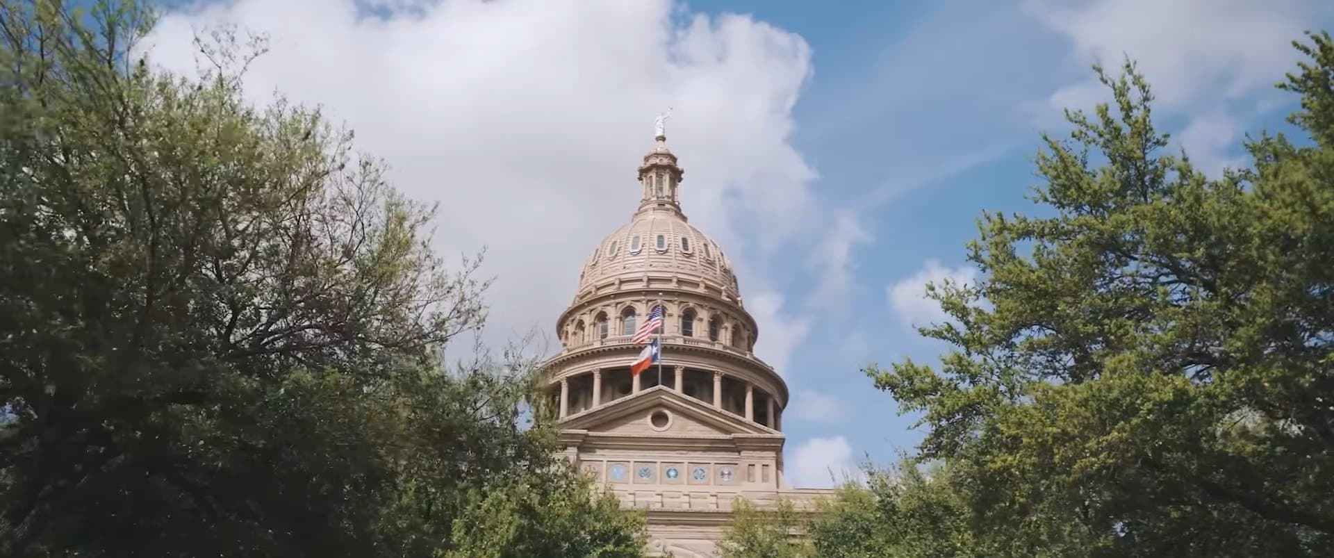The Texas Capitol among the trees