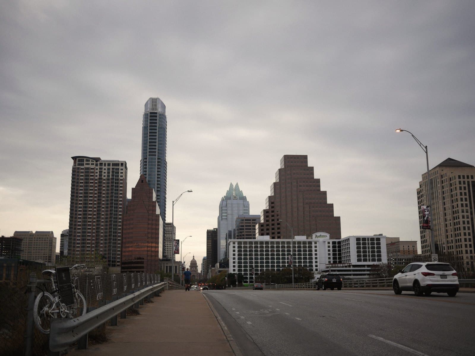 The Austin skyline seen from the bridge